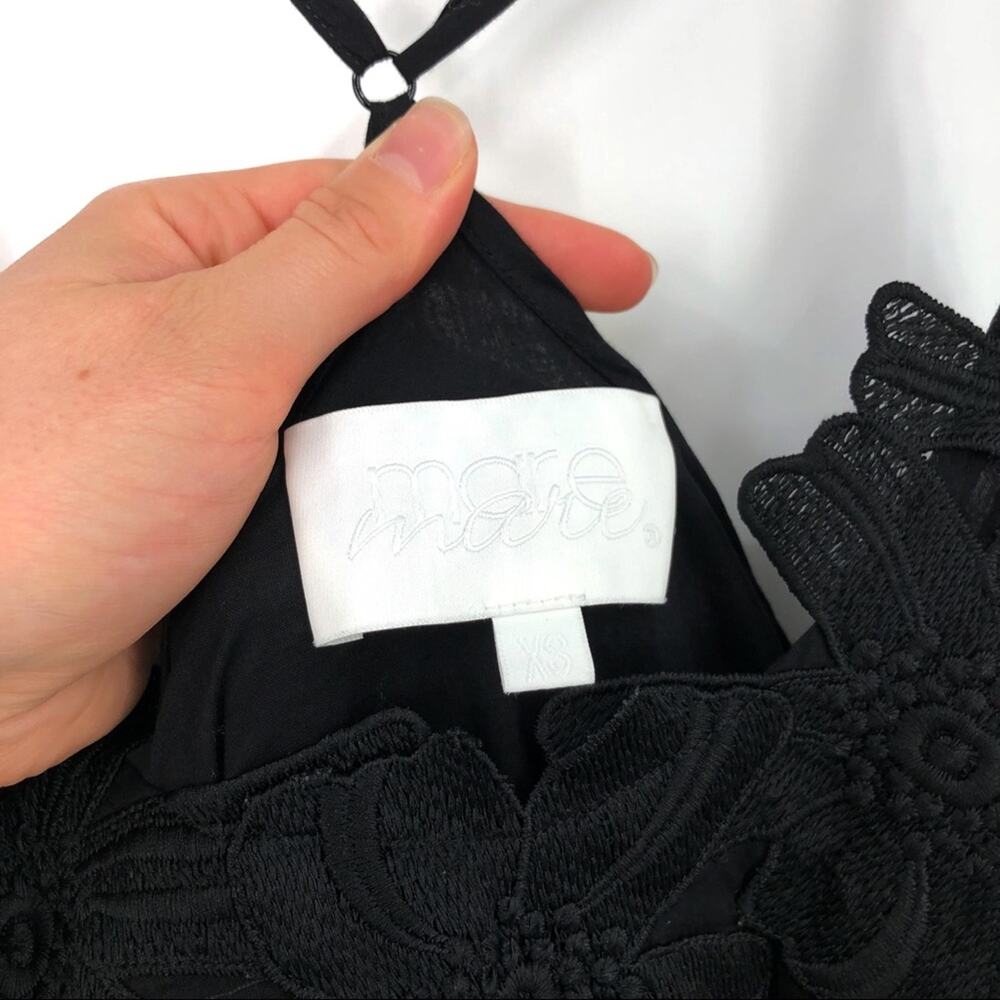 MARE MARE Finn Lace Trim Shift Slip Dress Black XS - Picture 7 of 11